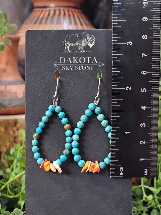 Royston Turquoise Heishi Earrings w/ Spiny Oyster