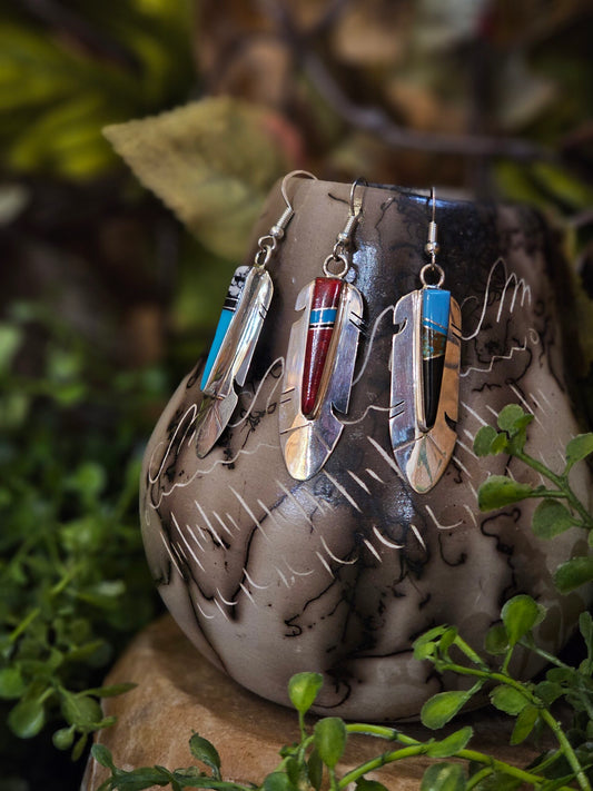 Zuni Earrings w/ Variety Stone Inlay
