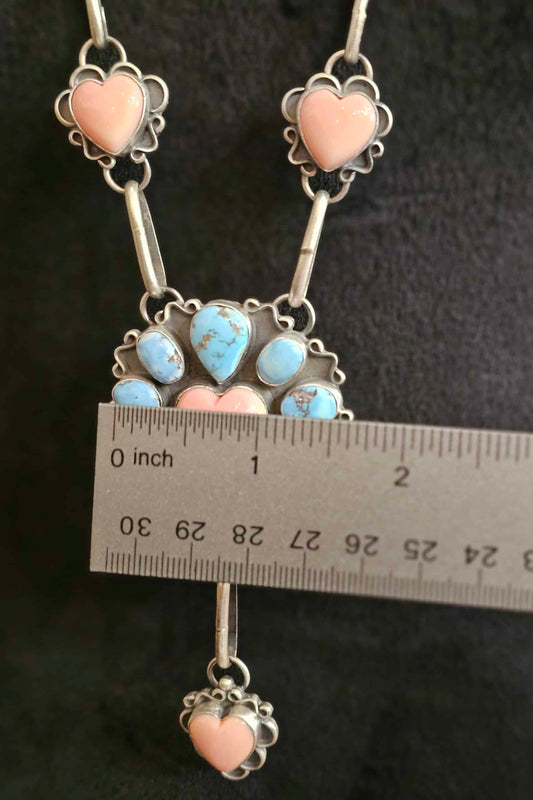 Golden Hills Turquoise and Pink Conch Necklace