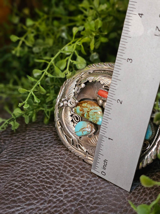 Royston Turquoise Belt Buckle w/ Coral