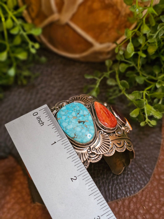 Kingman Turquoise and Spiny Oyster Bracelet