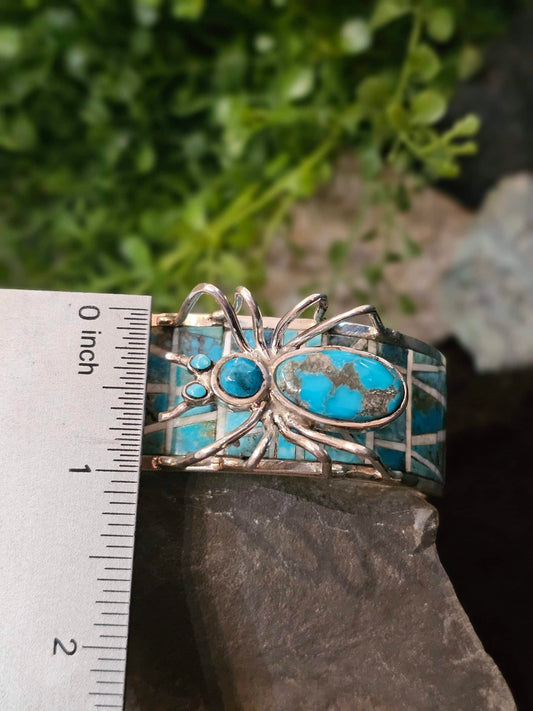 Zuni Bracelet w/ Kingman Turquoise and Walrus Ivory Inlay