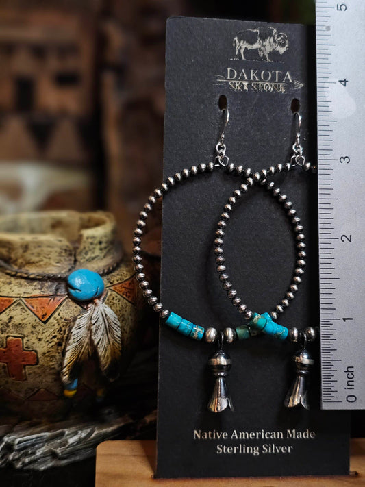 Navajo Pearl Earrings w/ Kingman Turquoise