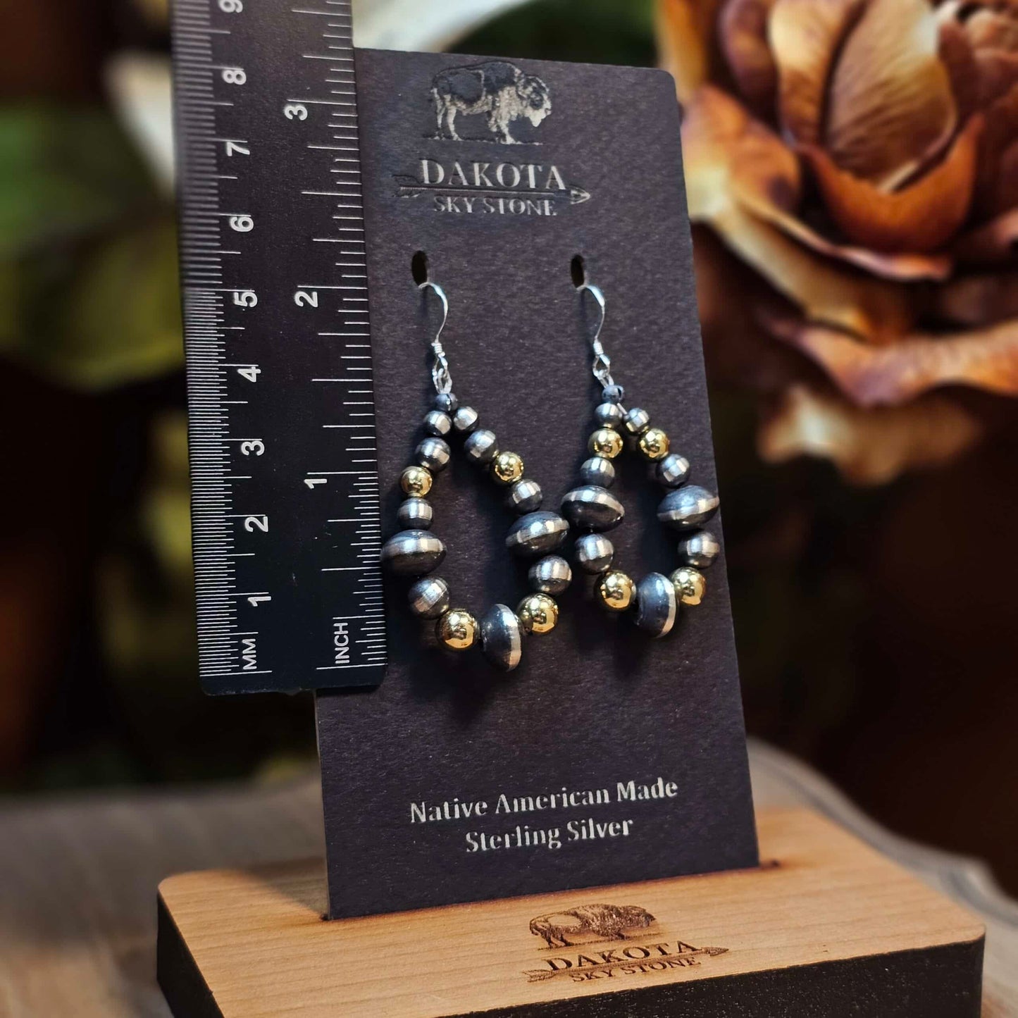 Gold-Plated Navajo Pearl Earrings w/ Saucer Beads