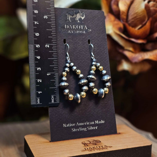 Gold-Plated Navajo Pearl Earrings w/ Saucer Beads