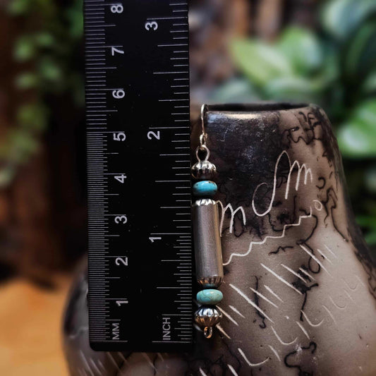 Navajo Pearl Earrings w/ Kingman Turquoise and Barrel Beads