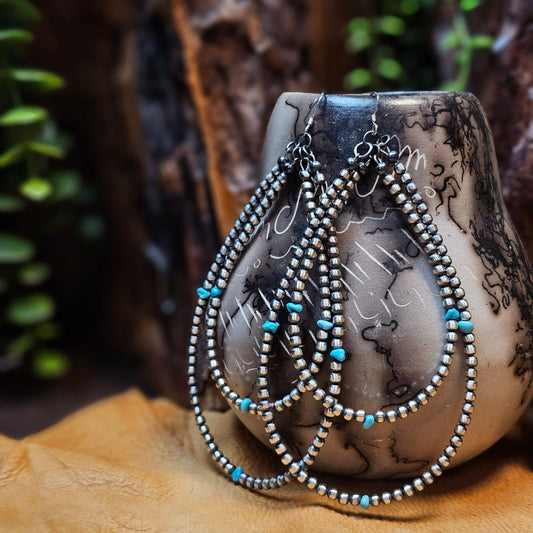 Navajo Pearl Earrings w/ Kingman Turquoise