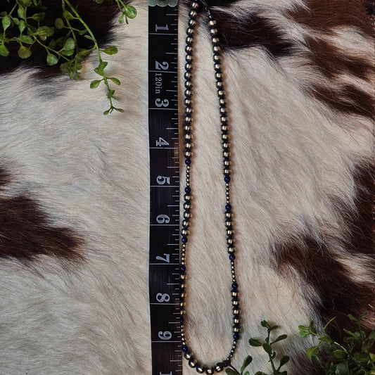 20in. Navajo Pearl Necklace w/ Blue Lapis
