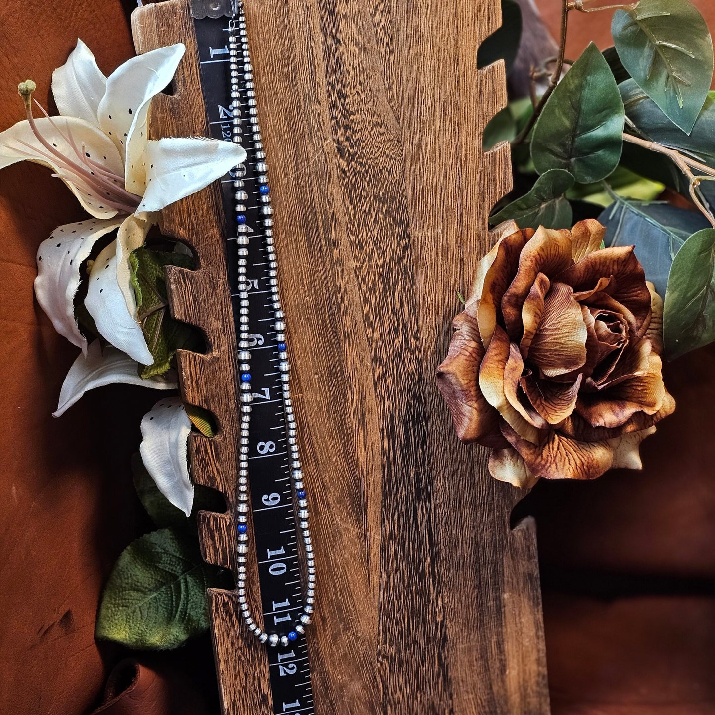 24in. Navajo Pearl Necklace w/ Blue Lapis