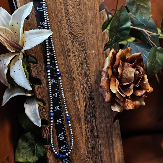 24in. Navajo Pearl Necklace w/ Blue Lapis