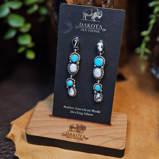 White Buffalo Earrings w/ Kingman Turquoise