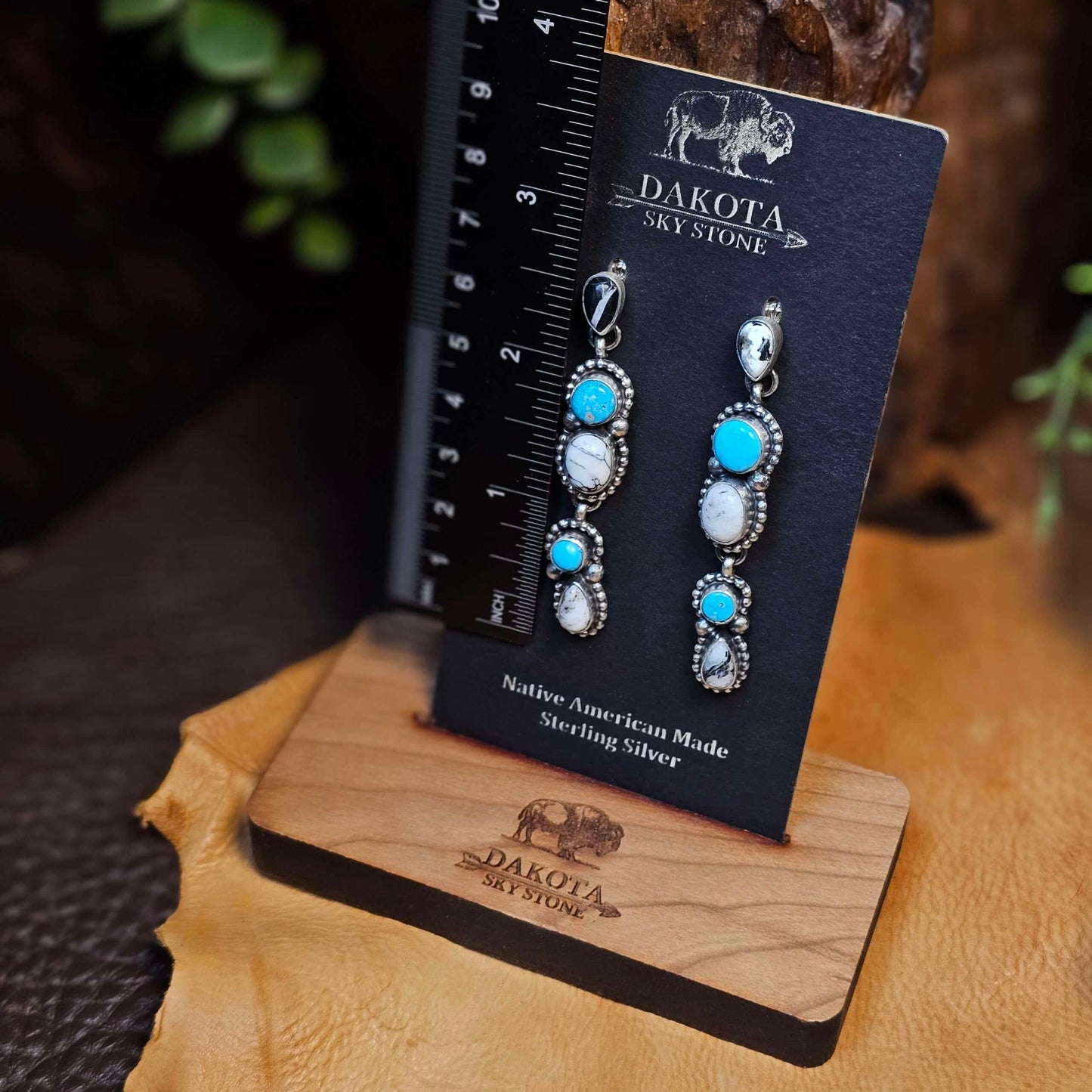 White Buffalo Earrings w/ Kingman Turquoise