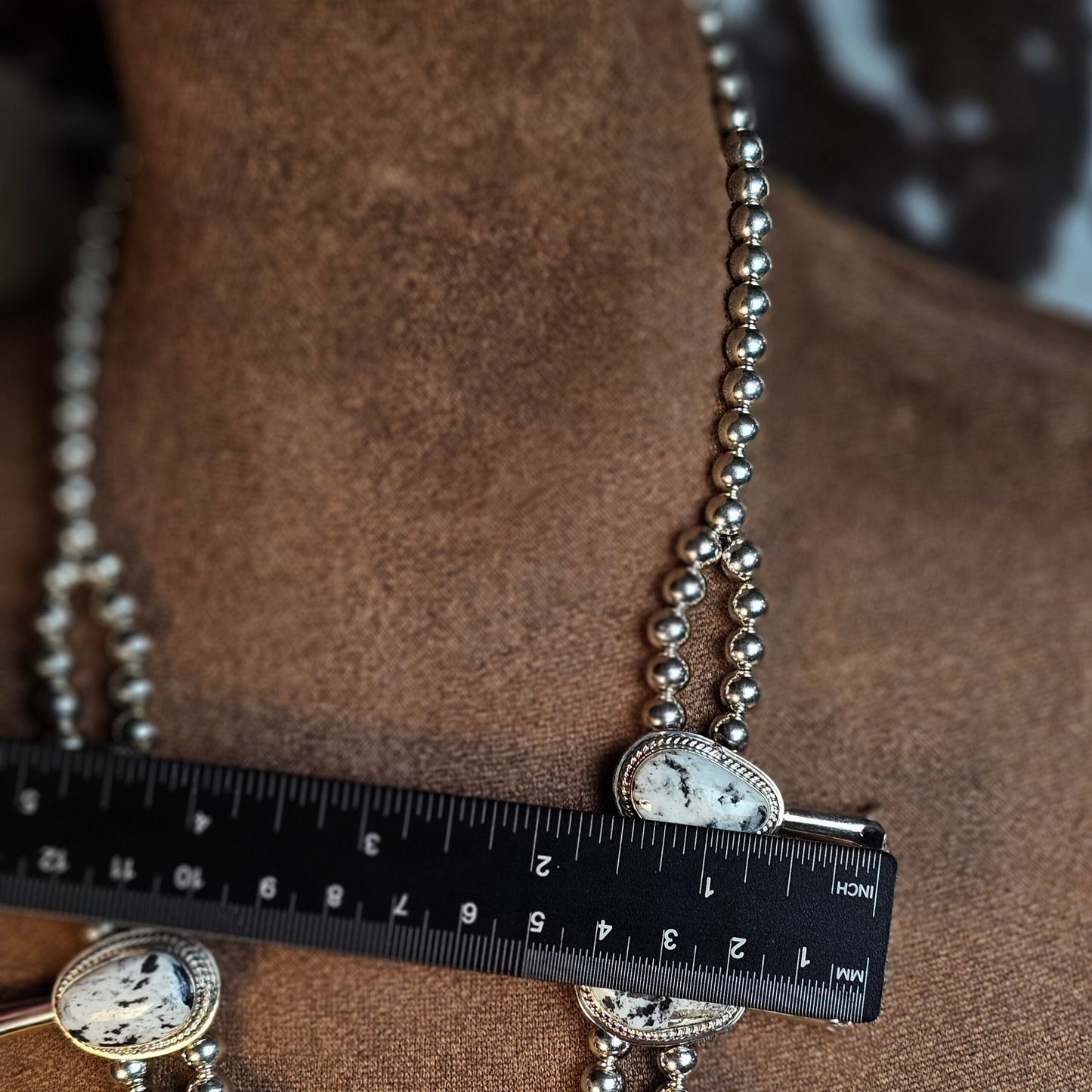 White Buffalo Squash Blossom Necklace