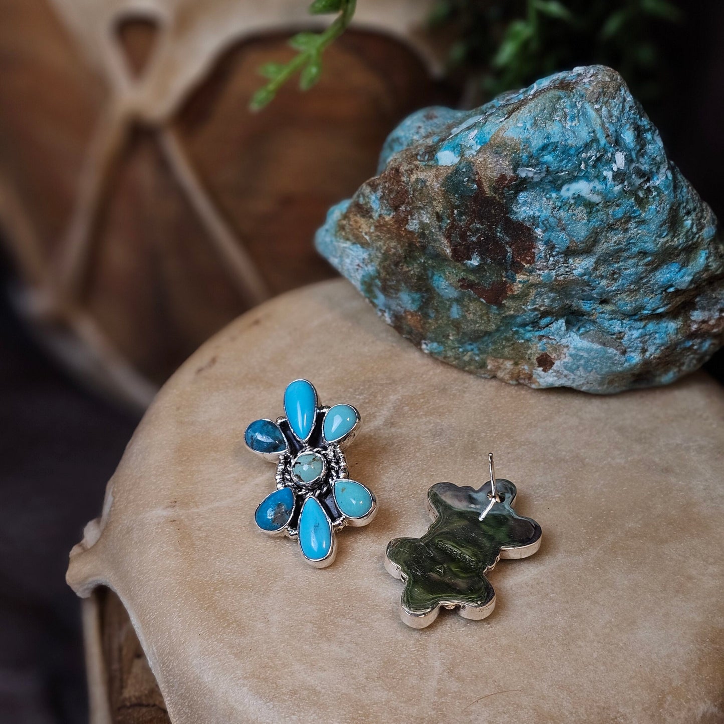 Kingman Turquoise Earrings w/ Sonoran Turquoise