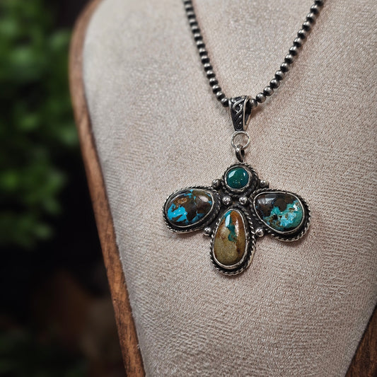 Dakota Sky Stone Exclusive Necklace w/ Boulder, Pilot Mountain, and Sunnyside Turquoise