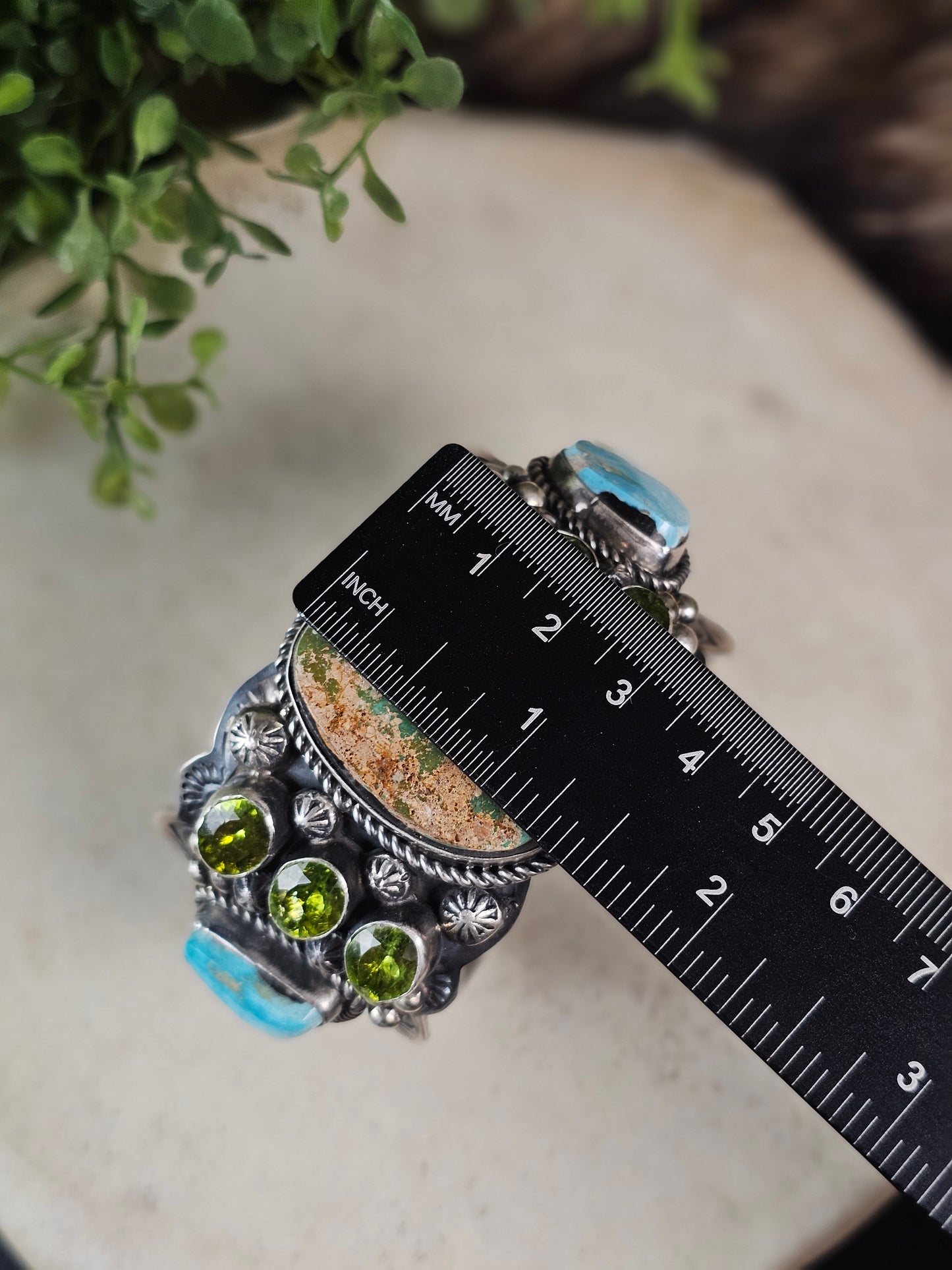 Royston Turquoise Bracelet w/ Kingman Turquoise and Peridot