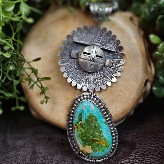 Sierra Nevada Turquoise Necklace w/ Sunface Kachina