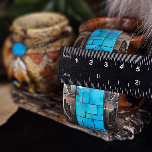 Zuni Bracelet w/ Kingman Turquoise Inlay