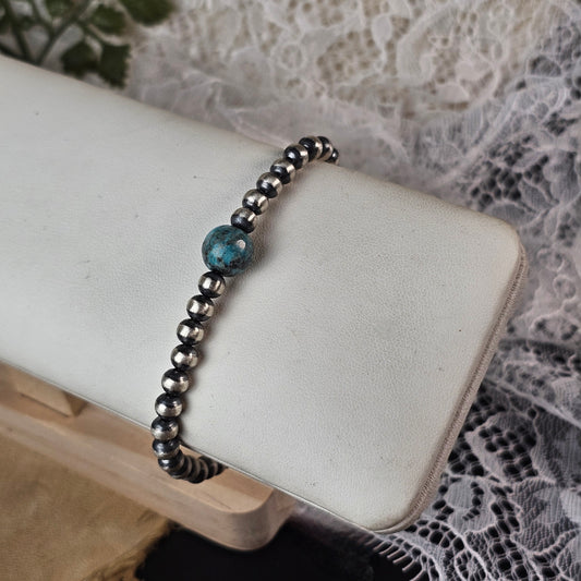 Navajo Pearl Bracelet w/ Kingman Turquoise