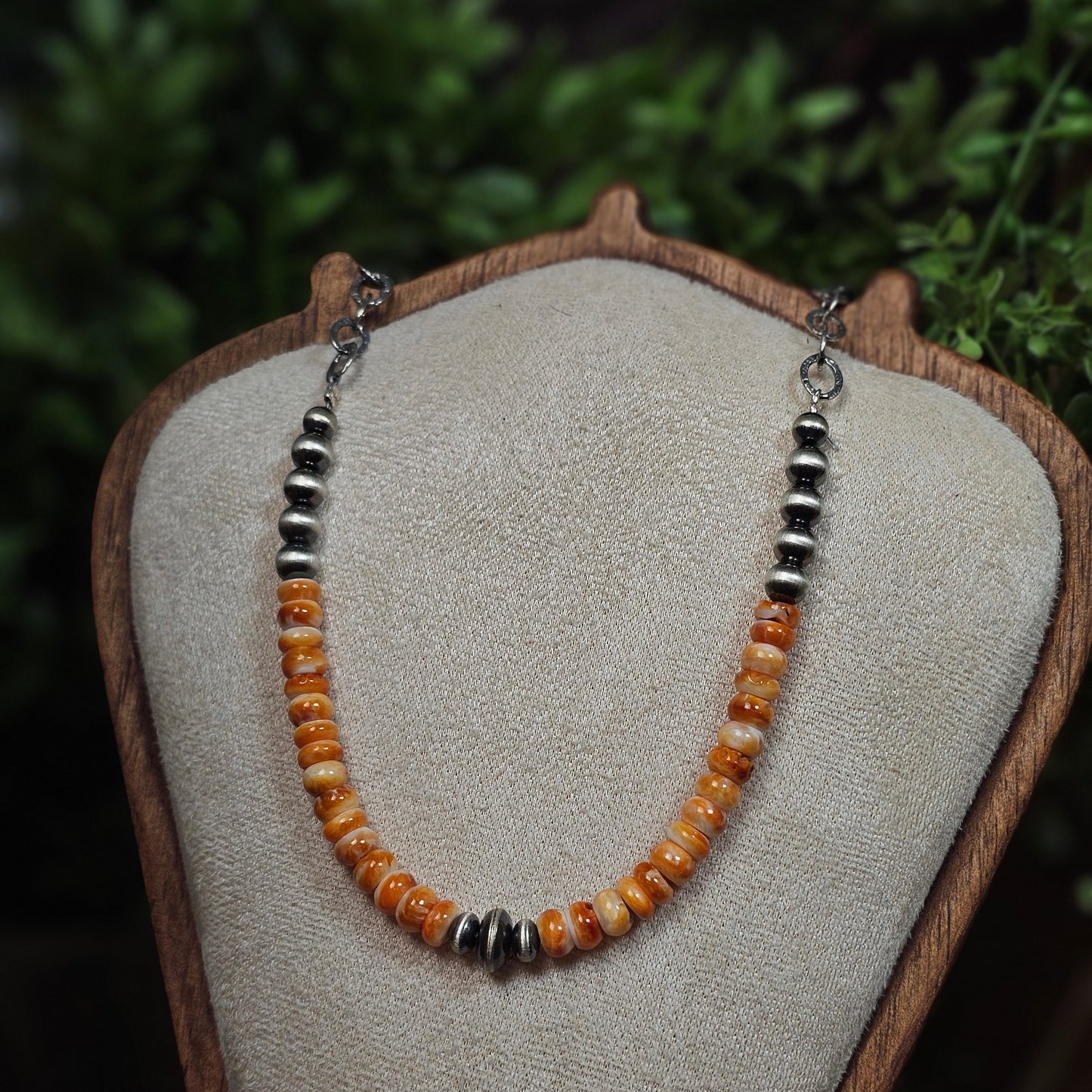 16in. Navajo Pearl Necklace w/ Spiny Oyster Heishi Beads