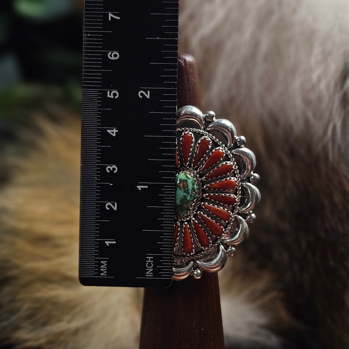 Adjustable Coral Ring w/ Sonoran Turquoise