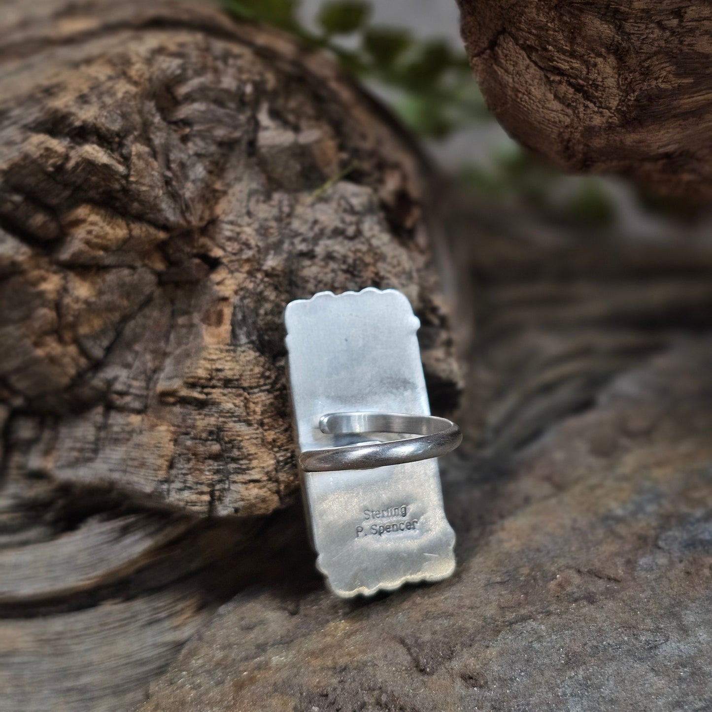 Adjustable White Buffalo Ring w/ Pink Conch
