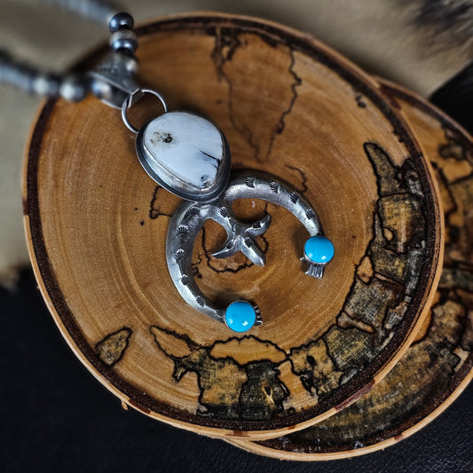White Buffalo Necklace w/ Kingman Turquoise