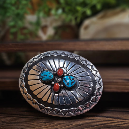 Sleeping Beauty Belt Buckle w/ Coral