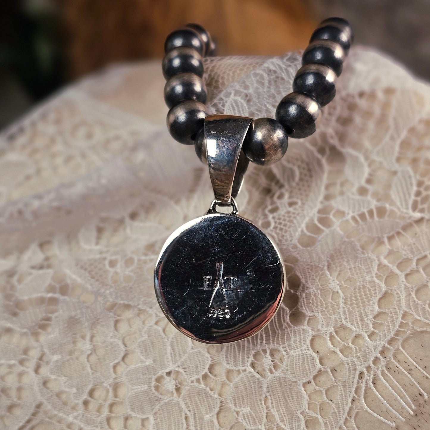 Zuni Necklace w/ Spiderweb Opal