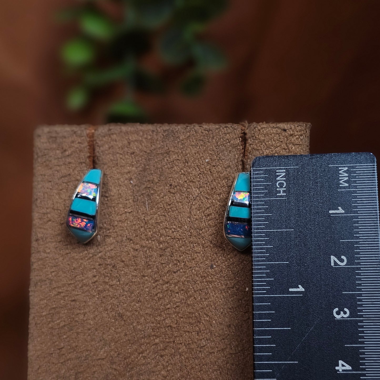 Zuni Earrings w/ Black Onyx, Opal, and Kingman Turquoise