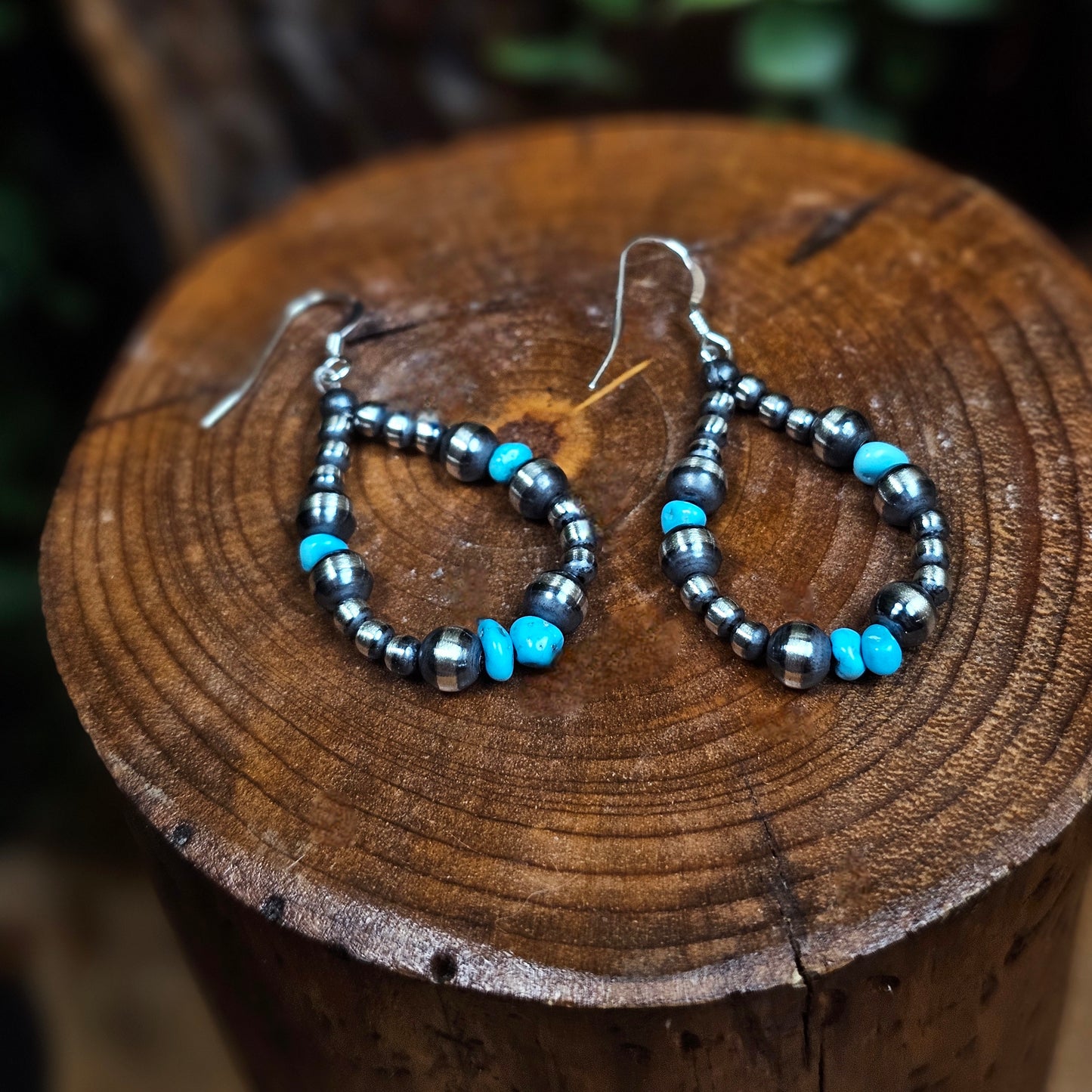 Navajo Pearl Earrings w/ Kingman Turquoise