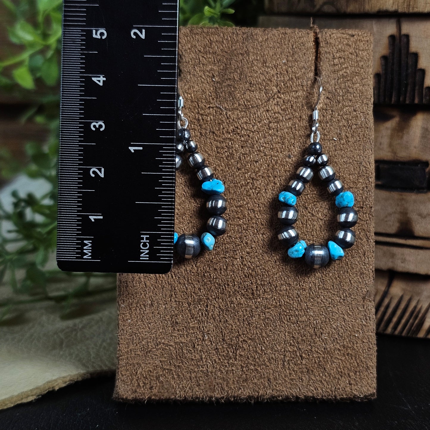 Navajo Pearl Earrings w/ Kingman Turquoise