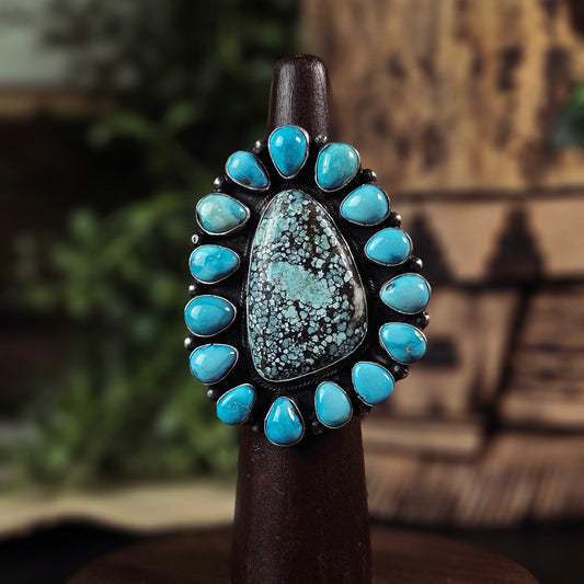 Kingman Turquoise Ring w/ Kingman Spiderweb Turquoise - Size 9