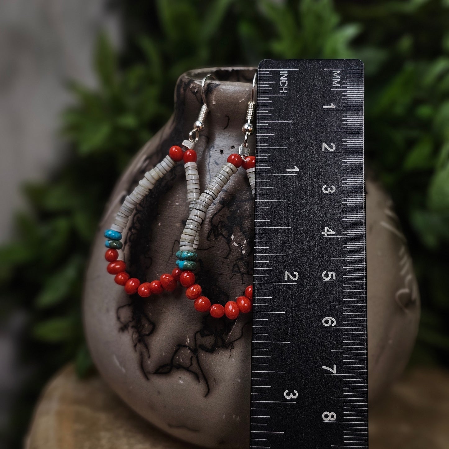Assorted Stone Heishi Earrings w/ Coral and Kingman Turquoise