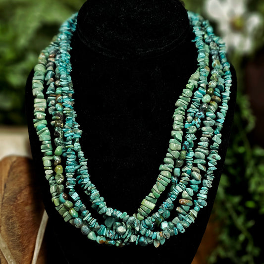 5-Strand Heishi Necklace w/ Royston Turquoise