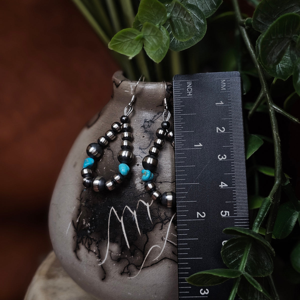 Navajo Pearl Earrings w/ Kingman Turquoise