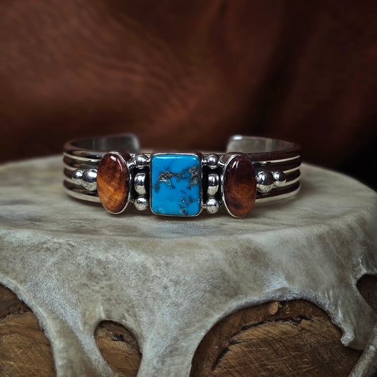 Spiny Oyster Bracelet w/ Kingman Turquoise