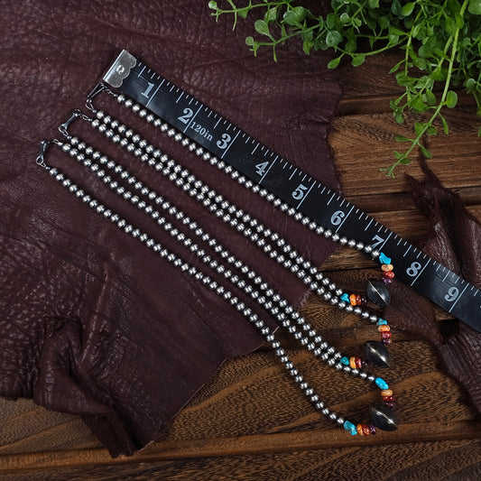 Navajo Pearl Necklace w/ Kingman Turquoise, Spiny Oyster, and Saucer Bead - Various Styles