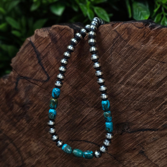18in. Navajo Pearl Necklace w/ Royston Turquoise