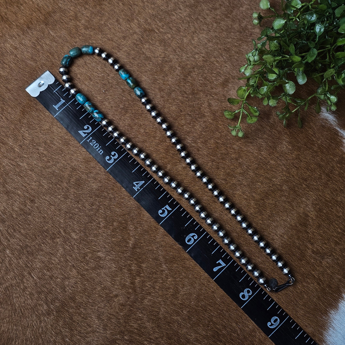 18in. Navajo Pearl Necklace w/ Royston Turquoise