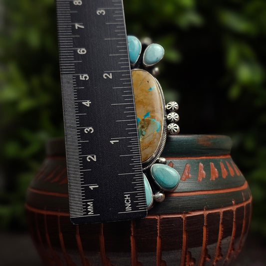 Boulder Turquoise Ring w/ White Water Turquoise - Size 7