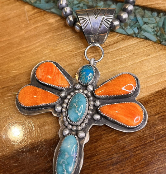 White Water Turquoise and Spiny Oyster Necklace