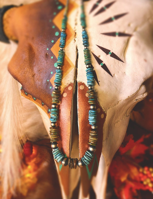 26in. Navajo Pearl and Royston Heishi Necklace