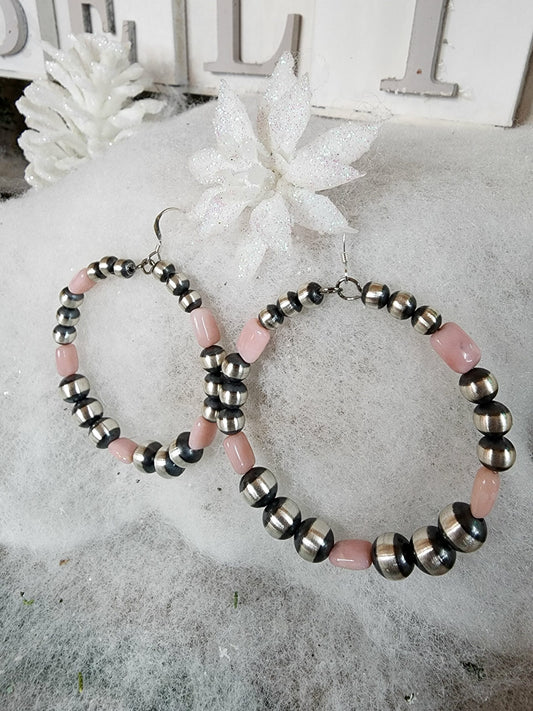 Navajo Pearl w/Peruvian Pink Opal Earrings