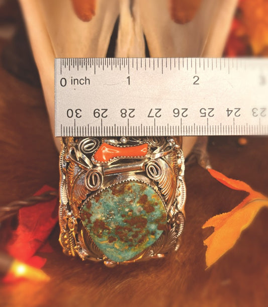 Royston Turquoise and Coral Bracelet