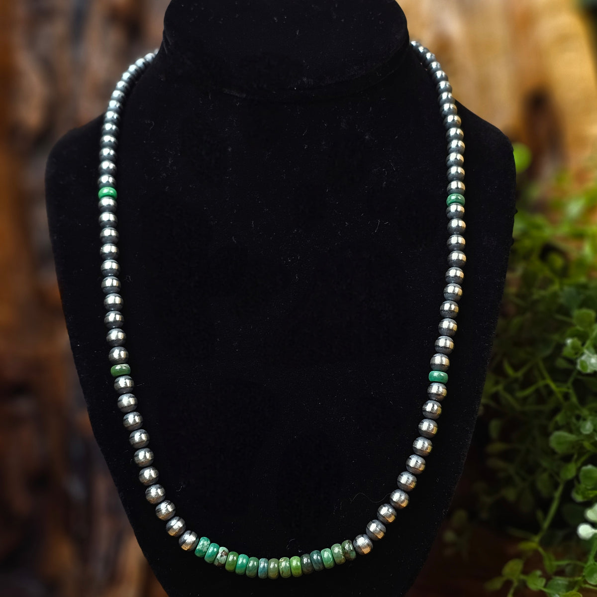 Navajo Pearl Necklace w/ Sonoran Turquoise - Various Lengths