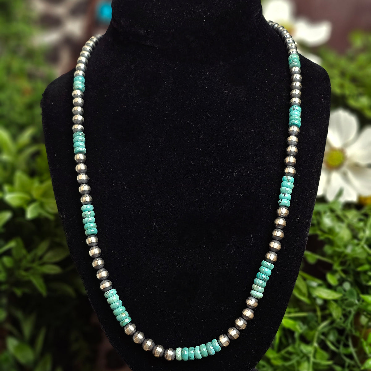 Navajo Pearl Necklace w/ Royston Turquoise Heishi Beads - Various Styles