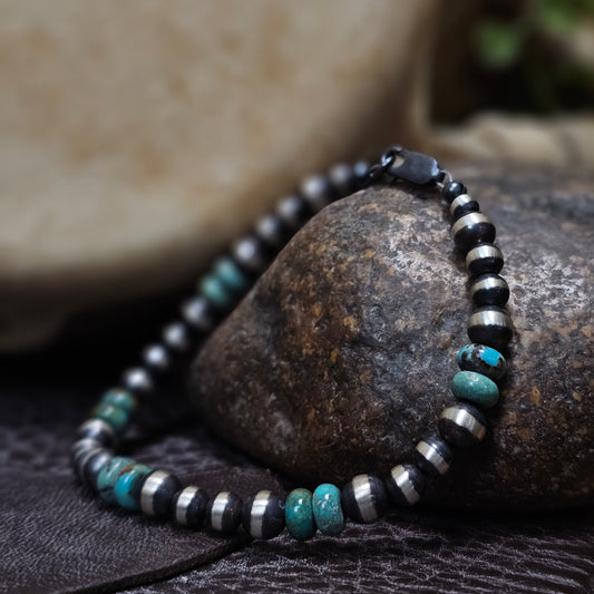 Navajo Pearl Bracelet w/ Royston Turquoise - Various Styles