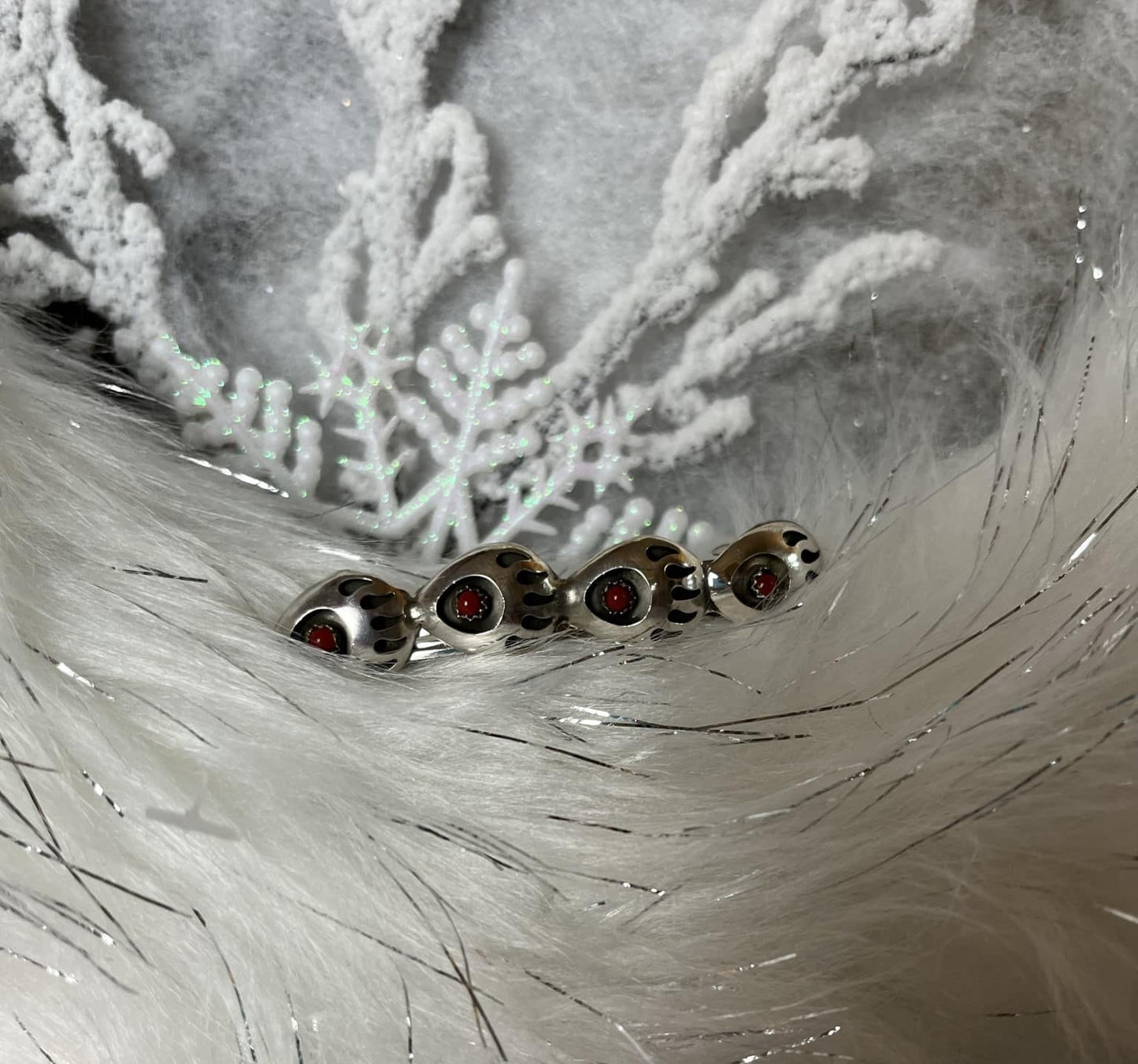 Red Coral Bear Paw Hair Barrette