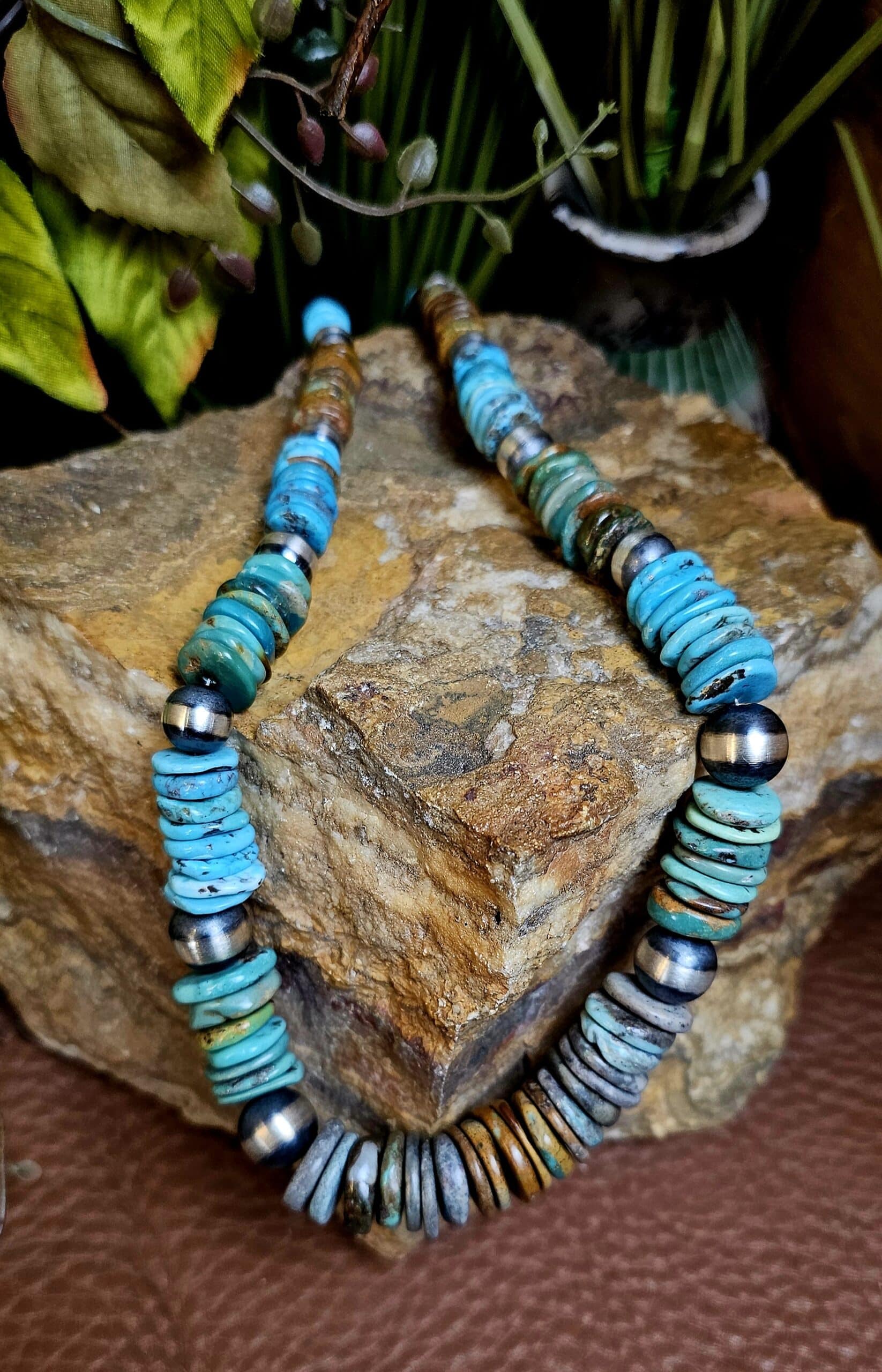 26in. Royston Turquoise Heishi Necklace